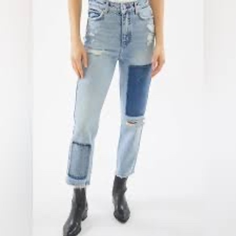 BDG Urban Outfitters Slim Straight Patchwork Distressed Jeans Light Wash Size 27